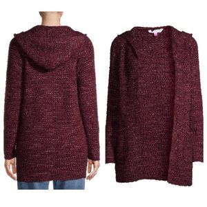 No Boundaries Juniors' Burgundy Red Soft Hooded Cardigan‎ W/ Pockets SZ Large